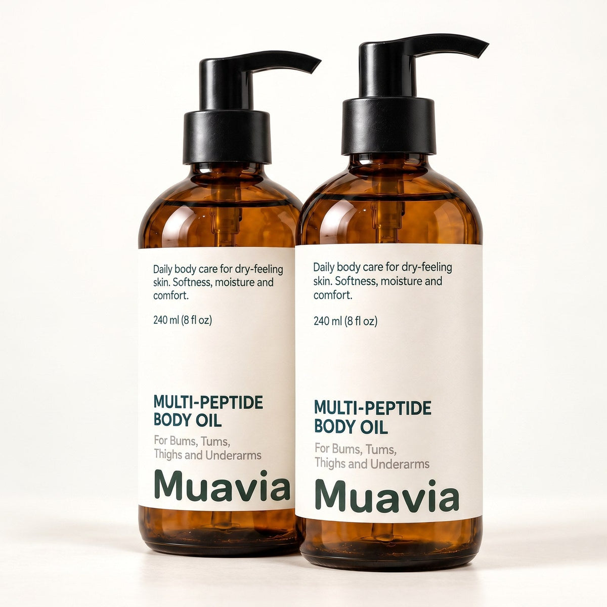 Muavia Multi-Peptide Body Oil, Daily Care Duo, two bottles of 240 mL