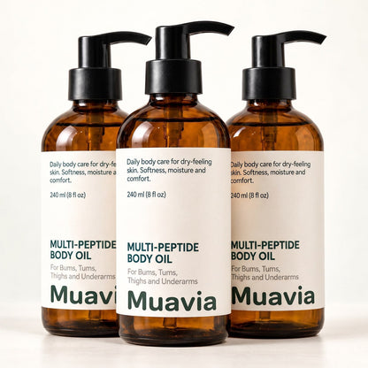 Muavia Multi-Peptide Body Oil, Daily Care Trio, three bottles of 240 mL