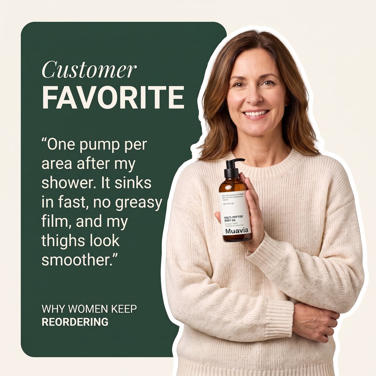 Customer favorite: one pump per area after the shower