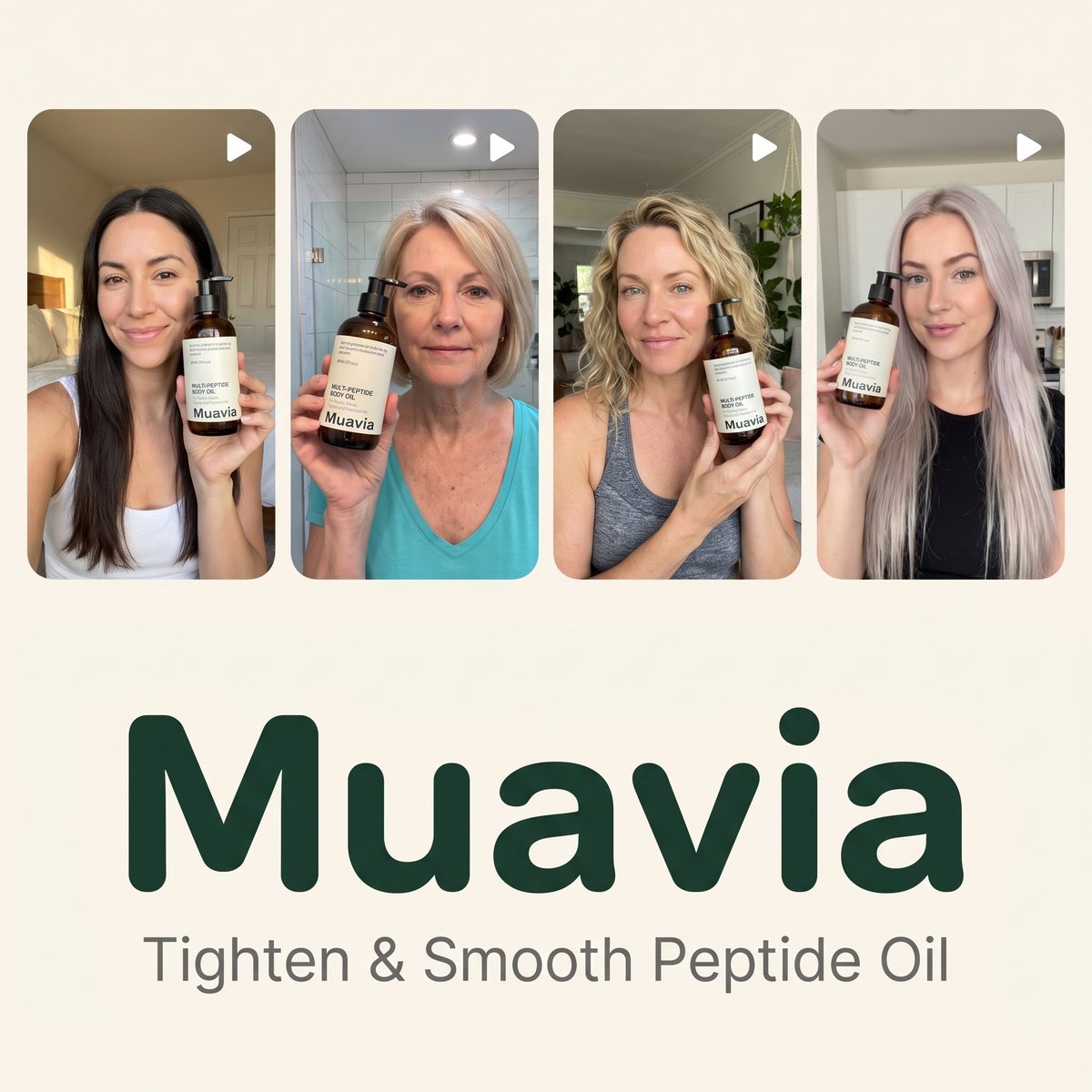 Four Muavia customers holding their bottle