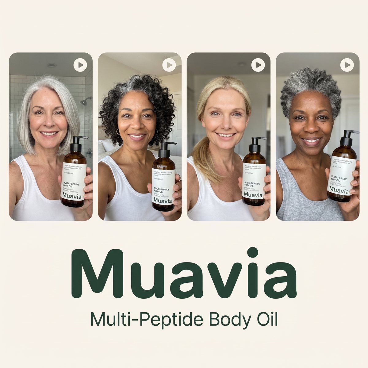 Four Muavia customers holding their bottle